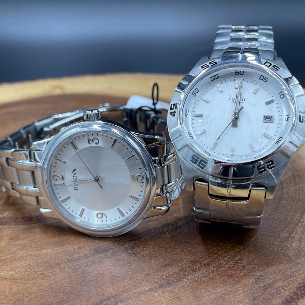 Fossil and Bulova Silver Men's Watches
